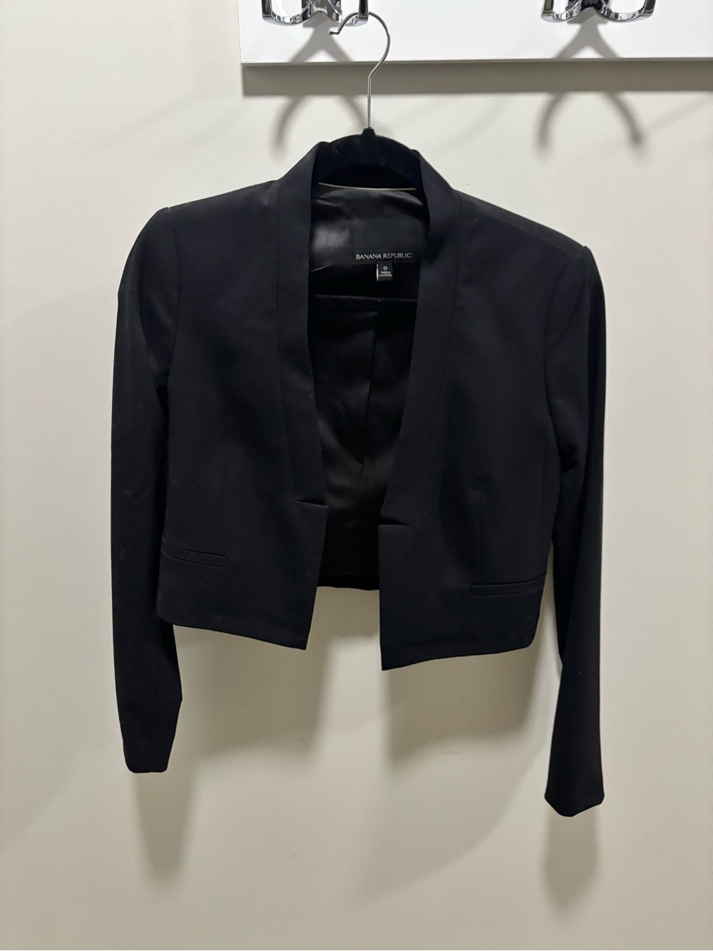 Banana Republic Black Cropped Open-Front Blazer Jacket